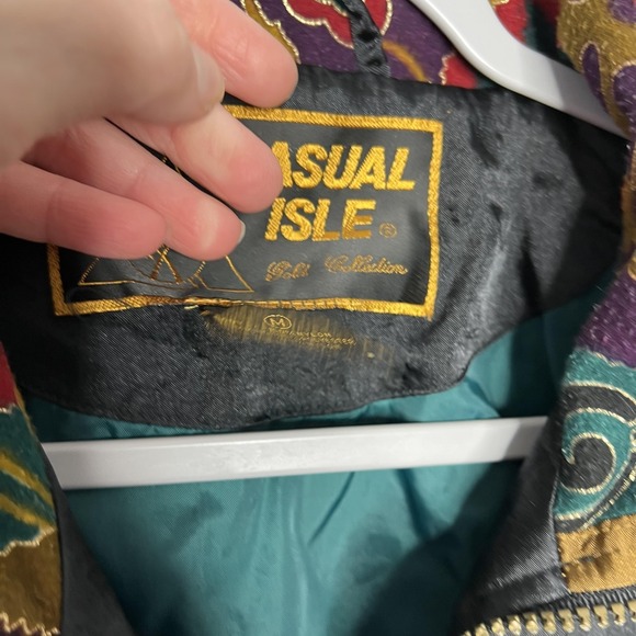 Vintage Casual Isle Tracksuit Womens Medium Multicolor Patchwork 2 Piece 80s - Picture 5 of 16